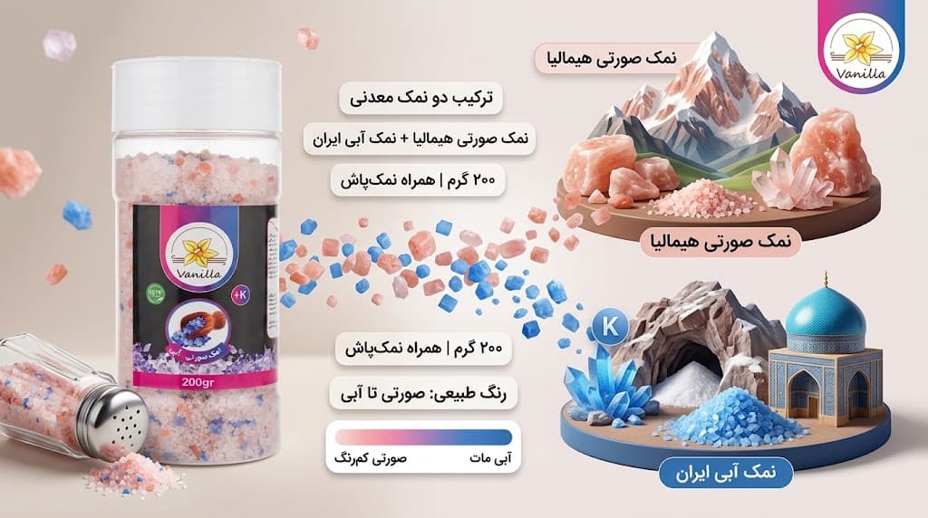 نمک صورتی-ابی وانیلا