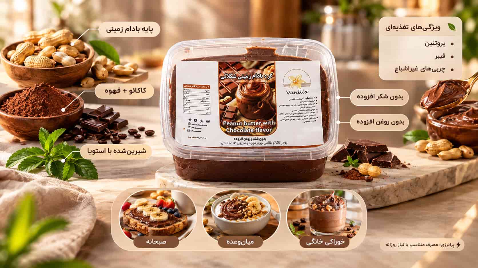 کره بادام زمینی شکلاتی