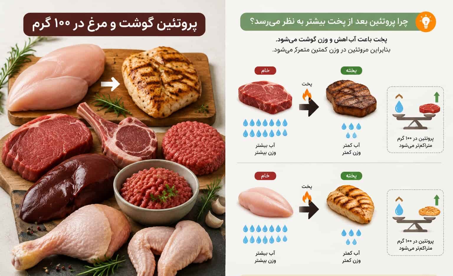پروتئین گوشت و مرغ