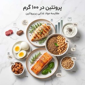 پروتئین مواد غذایی در 100 گرم
